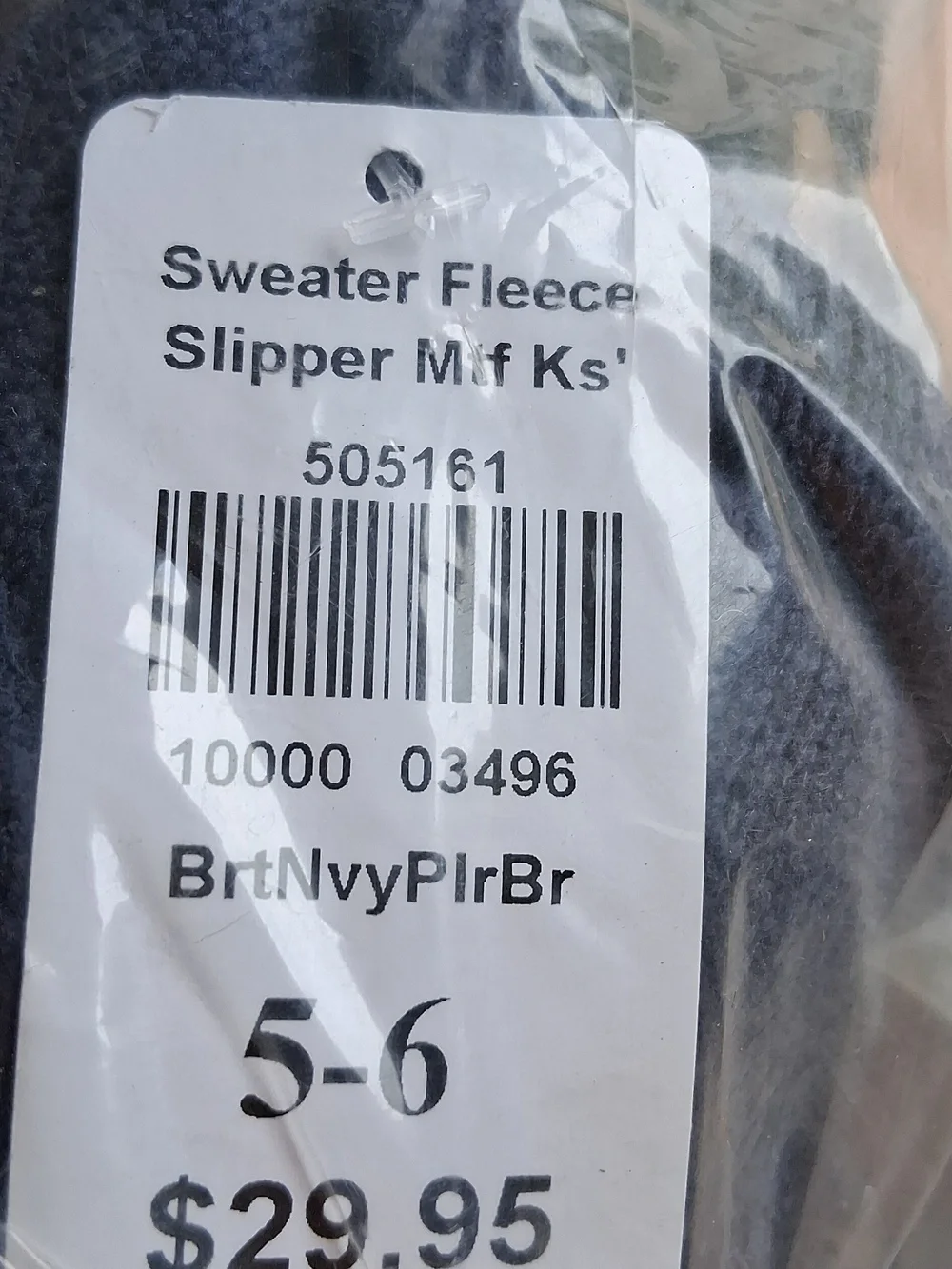 NWT L.L. Bean Navy Kids Sweater Fleece Slippers with Plaid Bear Applique Sz. 5-6